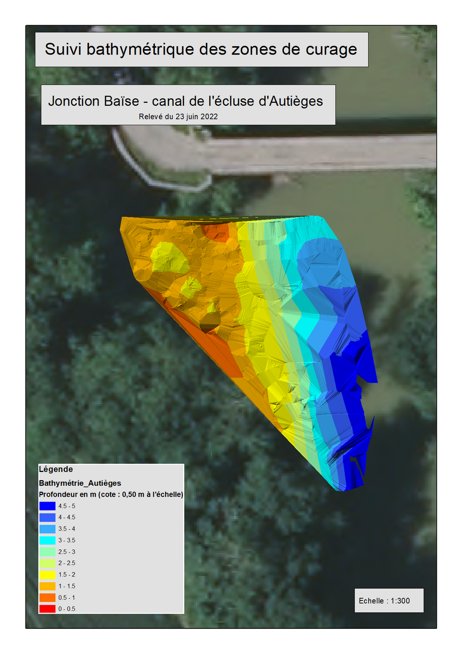 Suivi bathymétrique des zones de curage